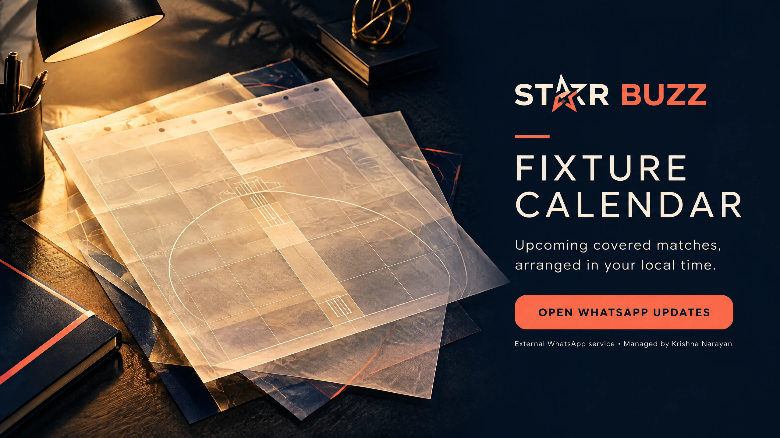 Star Buzz fixture calendar artwork with abstract planning pages