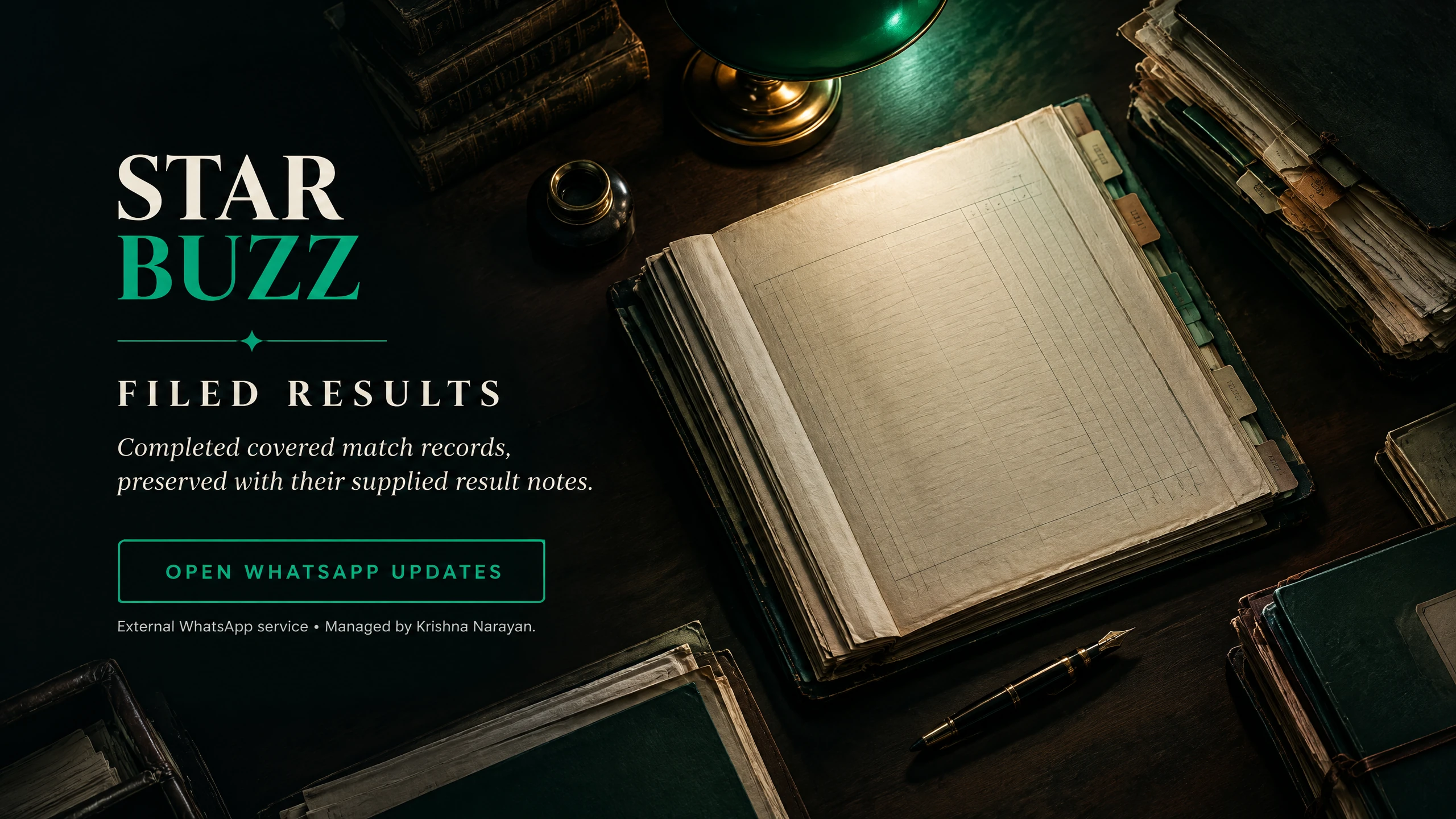 Star Buzz filed results artwork with scorebook folios